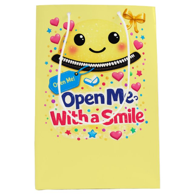 Smile Before You Open, Gift Bag Funny (Front)