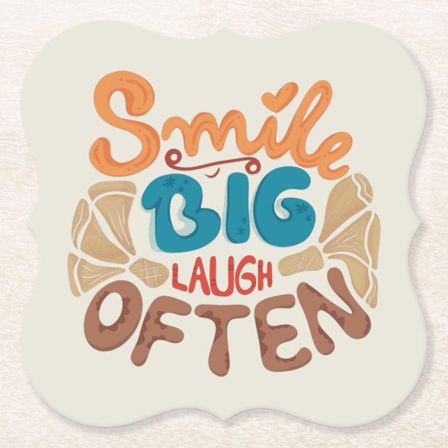 Smile Big Laugh Often: Joyful  Paper Coaster (Front)