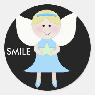 smile blue angel classic round sticker