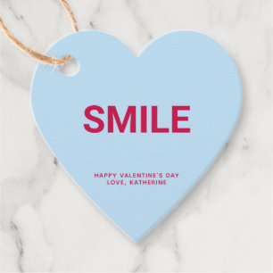 Smile blue heart fun cute Valentine's Day custom Favour Tags