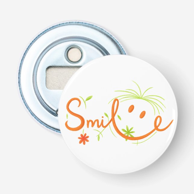 Smile Brush Style Line Art | Bottle Opener (Front)