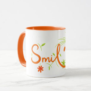 Smile Brush Style Line Art   Combo Mug
