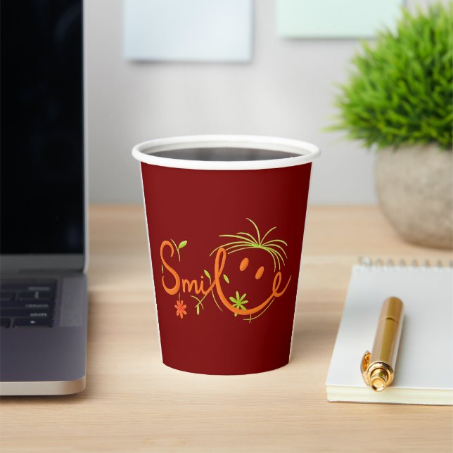 Smile Brush Style Line Art | Combo Mug Paper Cups (Insitu)