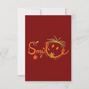 Smile Brush Style Line Art Thank You Card 3.5"x5