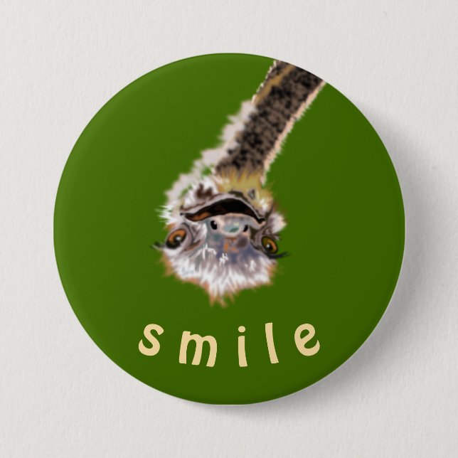 Smile Button Happy Ostrich - Your Color / Text (Front)