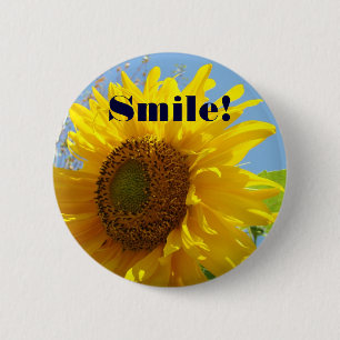 Smile! button Yellow Sunny Bright Sunflower