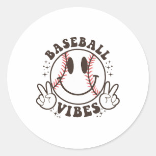 Smile Bysebyll Vibes Game Day Life Mum Retro Happy Classic Round Sticker
