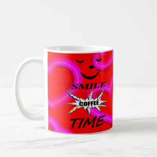 Smile Coffee Time With Love Hearts Coffee Mug