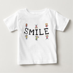 Smile Cute Cartoon Stick Figures Children Playing Baby T-Shirt