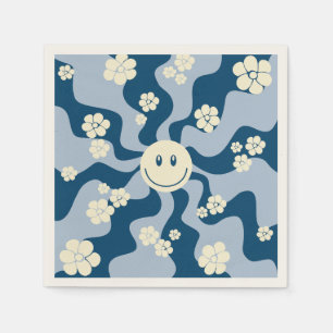 Smile - Dark Blue, Light Blue and Cream Napkin