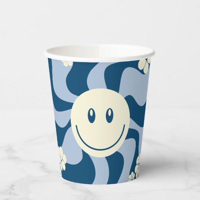 Smile - Dark Blue, Light Blue and Cream Paper Cups (Left)