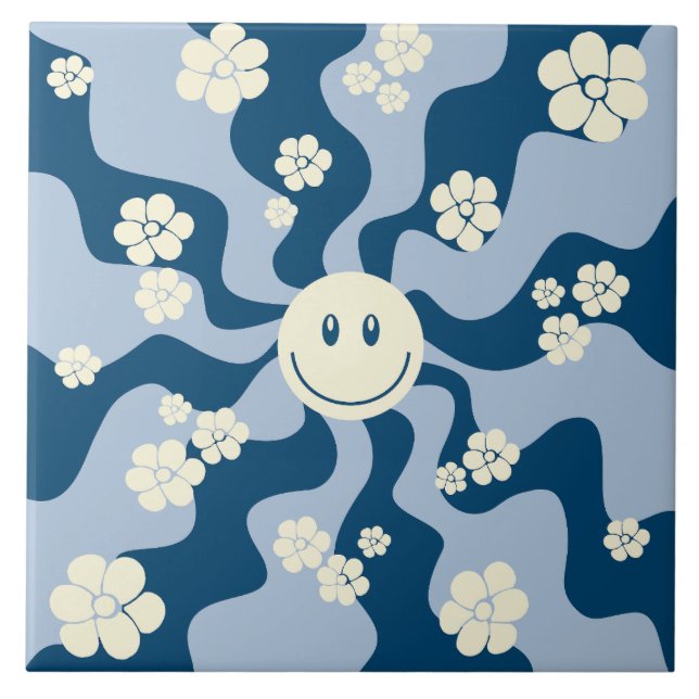 Smile - Dark Blue, Light Blue and Cream Tile (Front)