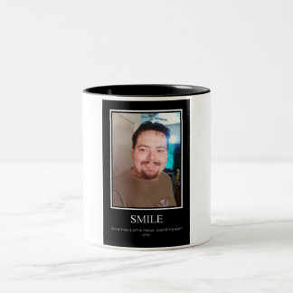 Smile demotivational poster Two-Tone coffee mug