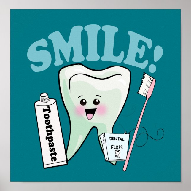 Smile Dentist Office Tooth Art Poster (Front)
