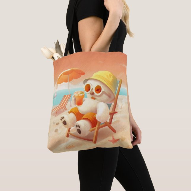 Smile Dog – Beach Mode On Tote Bag (Close Up)
