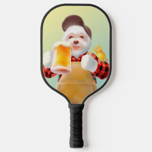 Smile Dog Drinking Beer Shot Glass Jigsaw Puzzle Pickleball Paddle