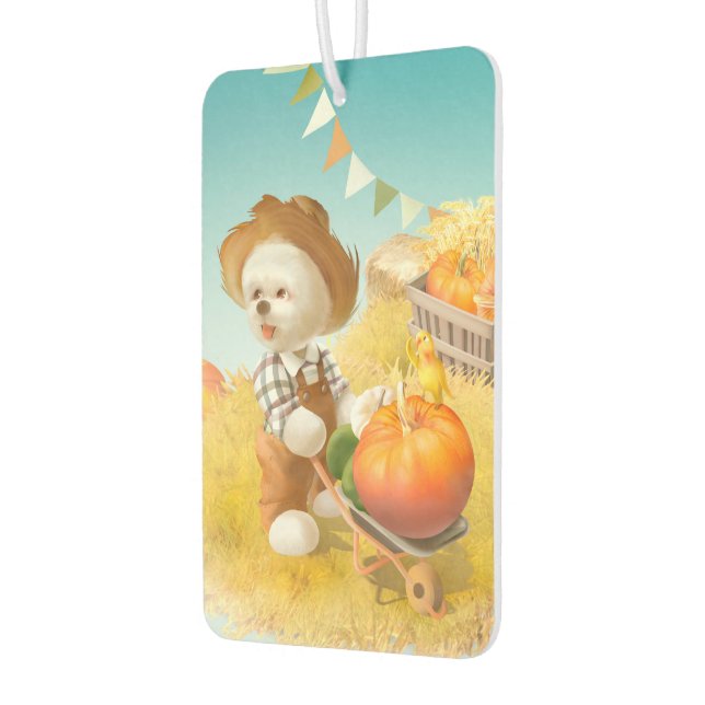 Smile Dog with Wheelbarrow Car Air Freshener (Left)