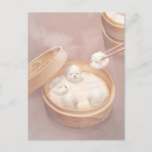 Smile Dog – Xiao Long Bao Delight Announcement Postcard (Front)