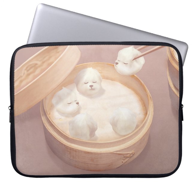 Smile Dog – Xiao Long Bao Delight Laptop Sleeve (Front)