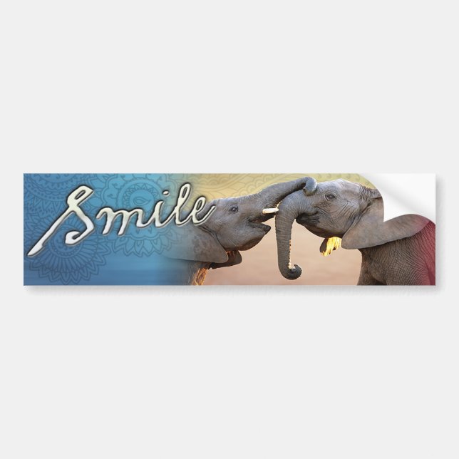 SMILE ELEPHANT BUMPER STICKER (Front)