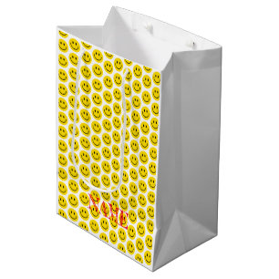 Smile Emoji NAME Happy Face Colourful Retro Fun Medium Gift Bag