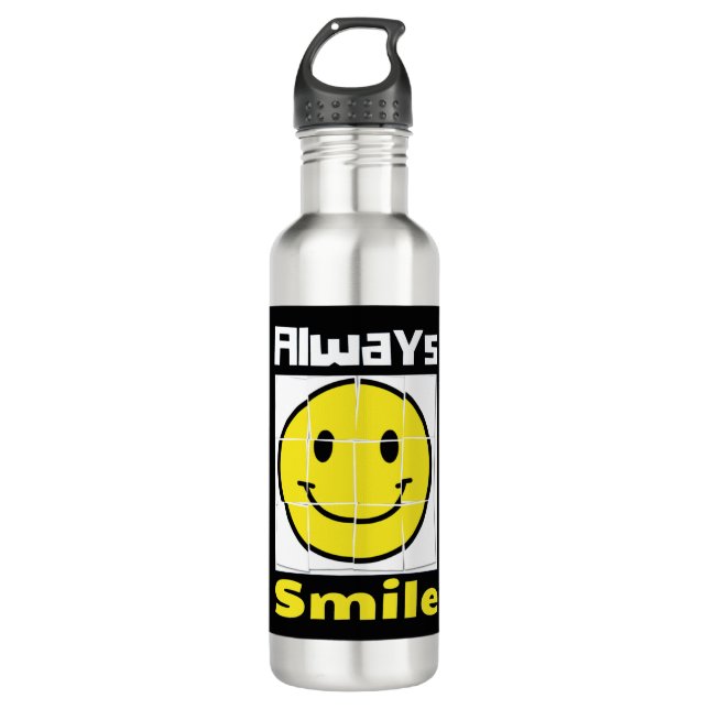 Smile Emoji stainless steel water bottle (Front)