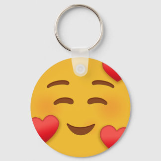 Smile Emoji With Hearts  Key Ring