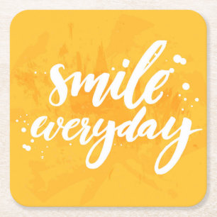 Smile Everyday Square Paper Coaster