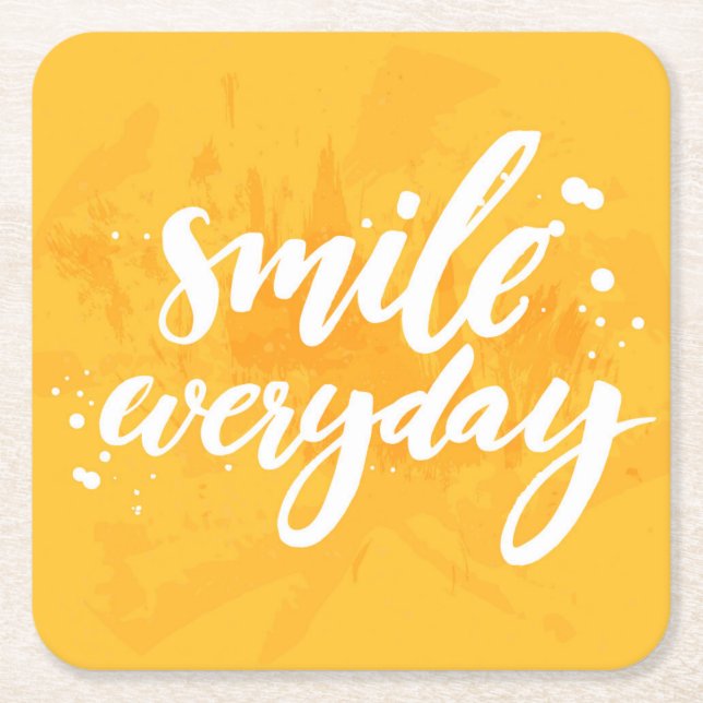 Smile Everyday Square Paper Coaster (Front)