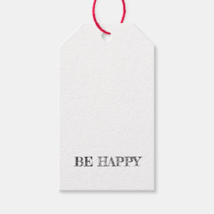 Smile Face Emoji BE HAPPY Yellow Black Red Fun Gift Tags