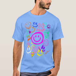 Smile Face Emoticons Fun Vivid Graffiti Smileys fu T-Shirt