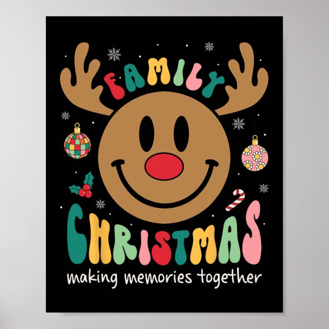 Smile Face Family Christmas 2023 Xmas Crew Reindee Poster (Front)