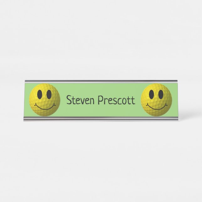 Smile Face Golf Ball with Name Desk Name Plate (Front)