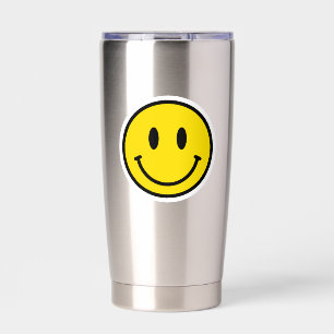 Smile Face Happy Emoji Yellow Black Retro Fun Insulated Tumbler