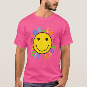 Smile Face Hello First Grade Happy First School Da T-Shirt