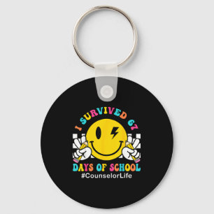 Smile Face I Survived 67 Days Of School Counselor  Key Ring