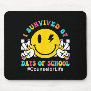 Smile Face I Survived 67 Days Of School Counselor Mouse Mat