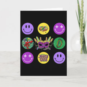 Smile Face Mardi Gras Vibes Fat Tuesday New Orlean Card