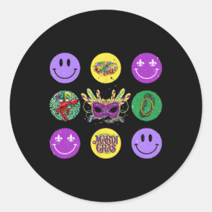Smile Face Mardi Gras Vibes Fat Tuesday New Orlean Classic Round Sticker
