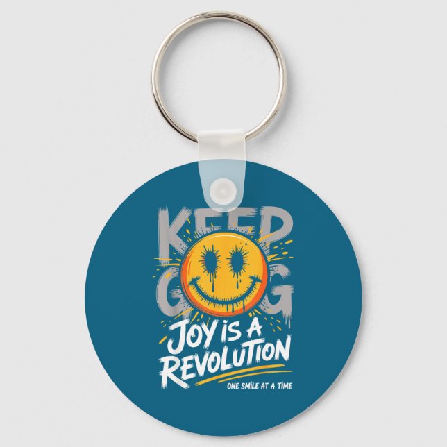 Smile Face Optimism Good Energy Mental Health Awar Key Ring (Front)