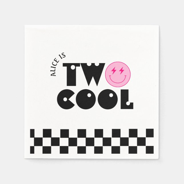Smile Face Retro Two Cool Birthday Napkin (Front)