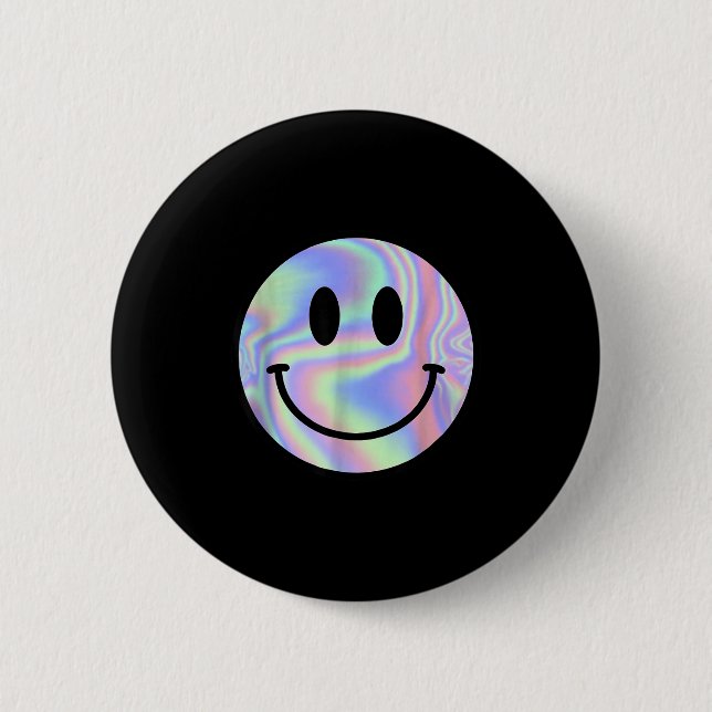 Smile Face Shirt Happy Smiling Face Rave Edm Music 6 Cm Round Badge (Front)