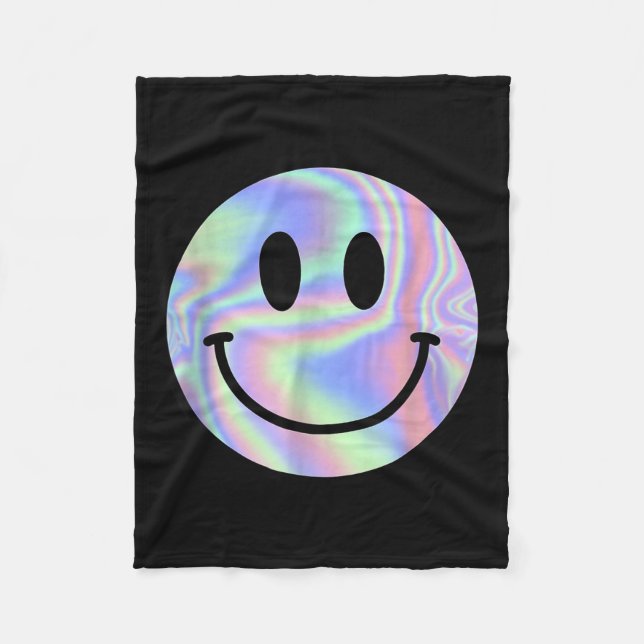 Smile Face Shirt Happy Smiling Face Rave Edm Music Fleece Blanket (Front)