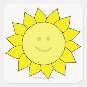 smile face Sunflower Square Sticker