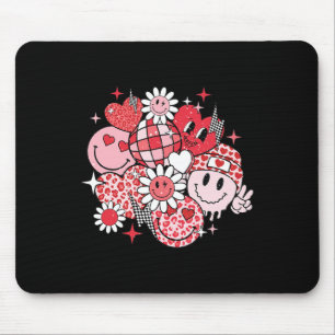 Smile Face Valentines Day Vibes Leopard Flower Gro Mouse Mat