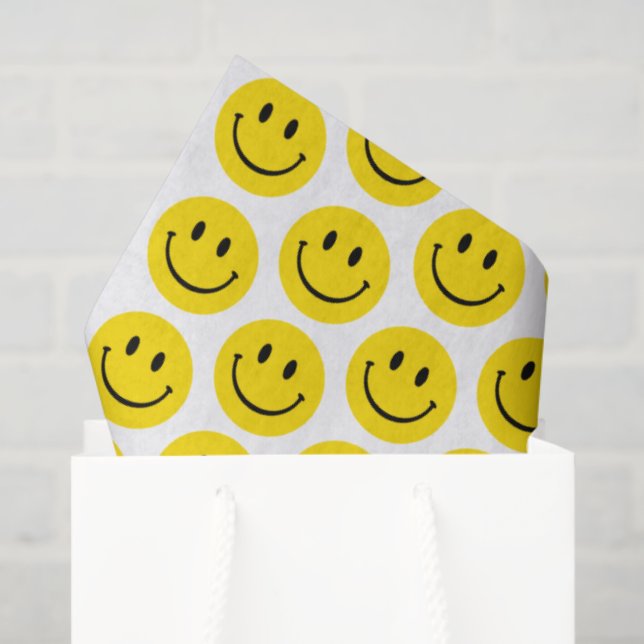 Smile Face Yellow Black White Happy Get Well Tissue Paper (Gift Bag)