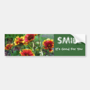 Smile Flowers Inspirational Quote Bumper Sticker