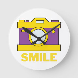 smile for free photo round clock