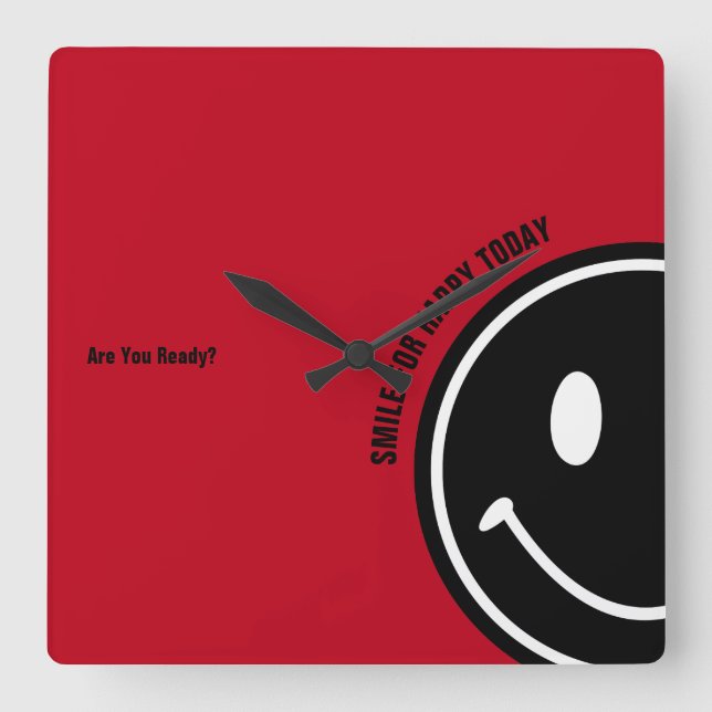 Smile for Happy Today Square Wall Clock (Front)
