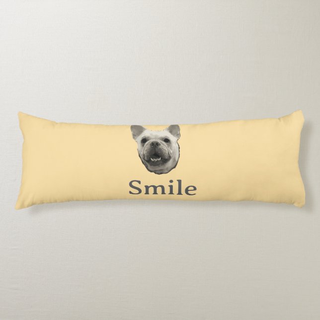 Smile French Bulldog Beige Body Cushion (Front)